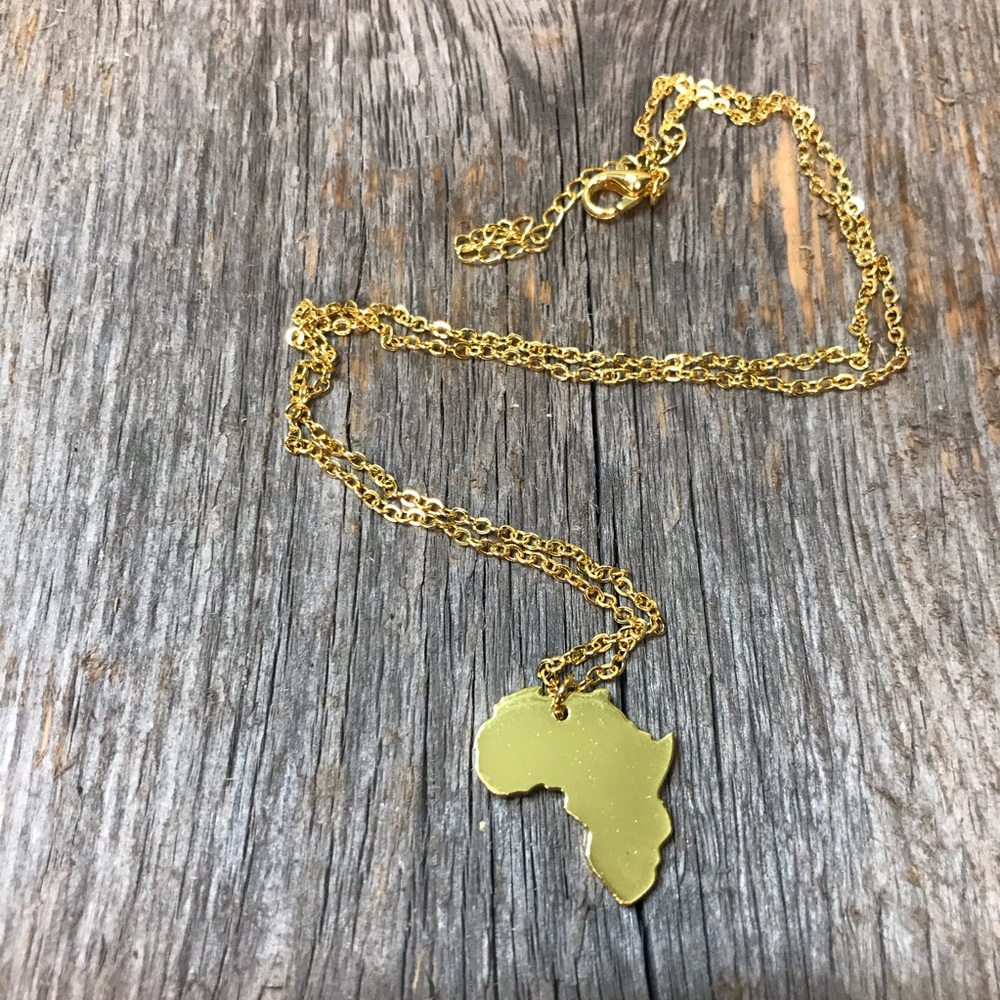 Stainless Steel Gold Africa Pendant Necklace